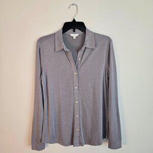 Lucky Brand Soft Smooth Gray Button Up Long Sleeve Shirt Shell Mother-of-Pearl S